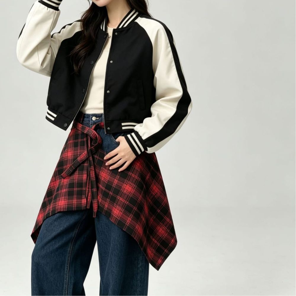 Premium Plaid Cotton Viscose Extension Skirt