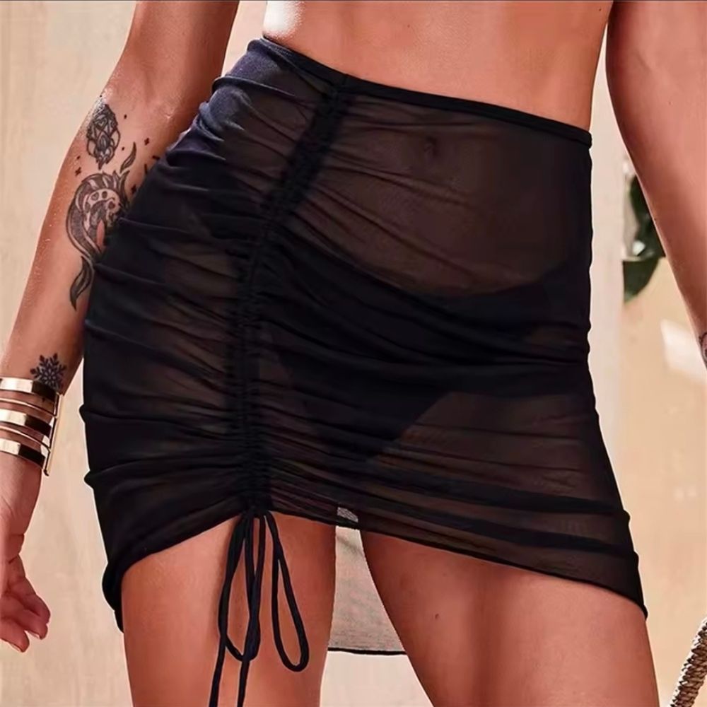 Ruched Mesh Swim Cover