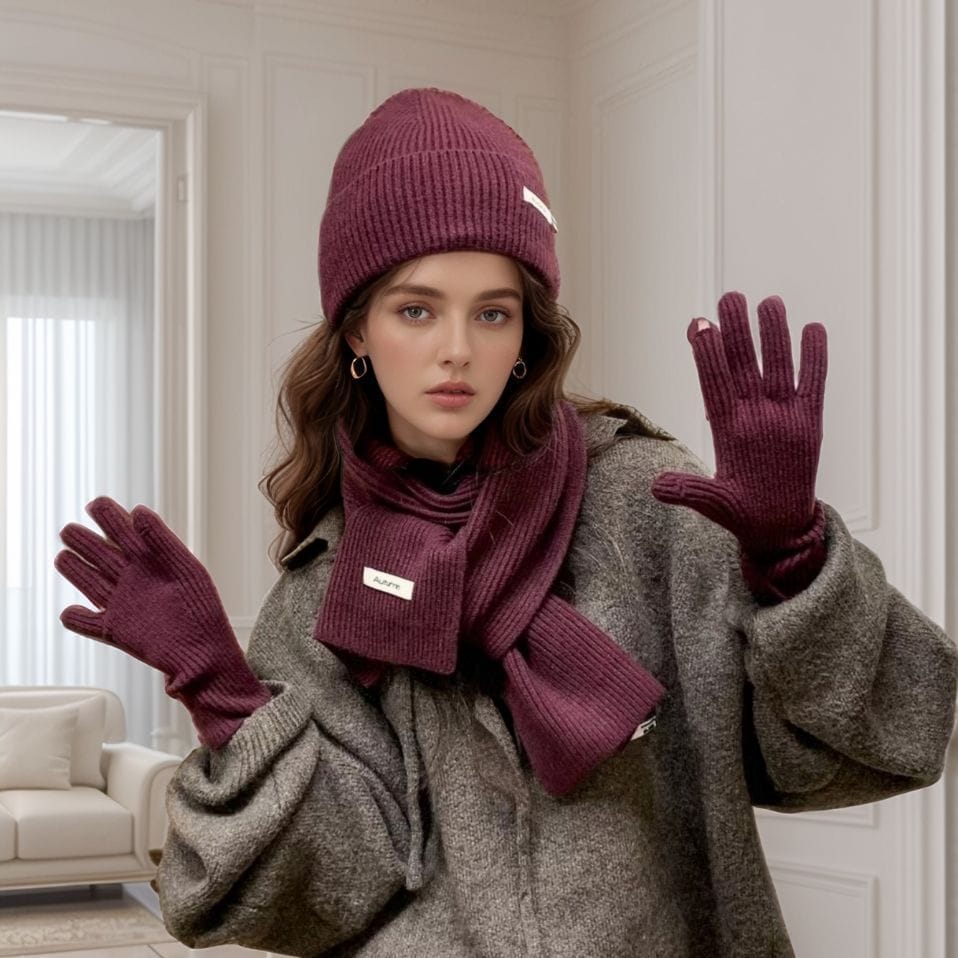 Three-piece Set Women's Scarf Hat Set