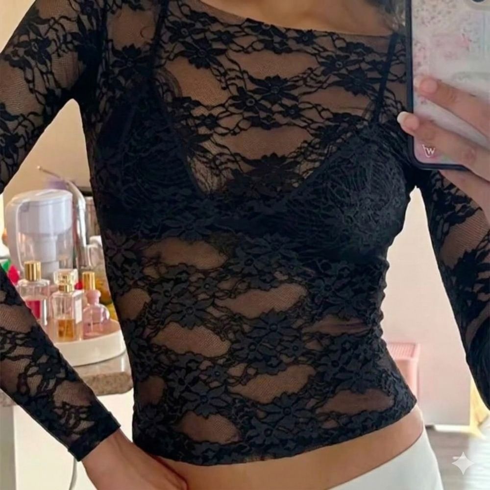 Elegant Wide-Neck Lace Top 403