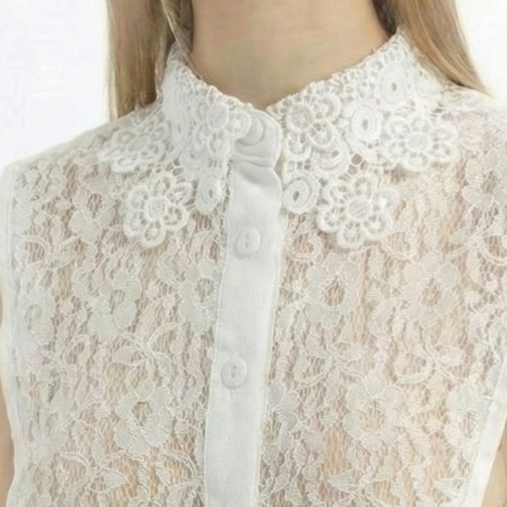 Embroidered, lace, guipure, and satin shirt collar collection featuring elegant designs and premium fabrics that add a feminine and luxurious touch to everyday and formal looks – white  , lavito scarf 
كولكشن ياقات شميز مطرزة، دانتيل، جوبير وستان بتصاميم أنيقة وخامات مميزة تضيف لمسة أنوثة وفخامة للإطلالات اليومية والرسمية , ابيض  – لافيتو سكارف