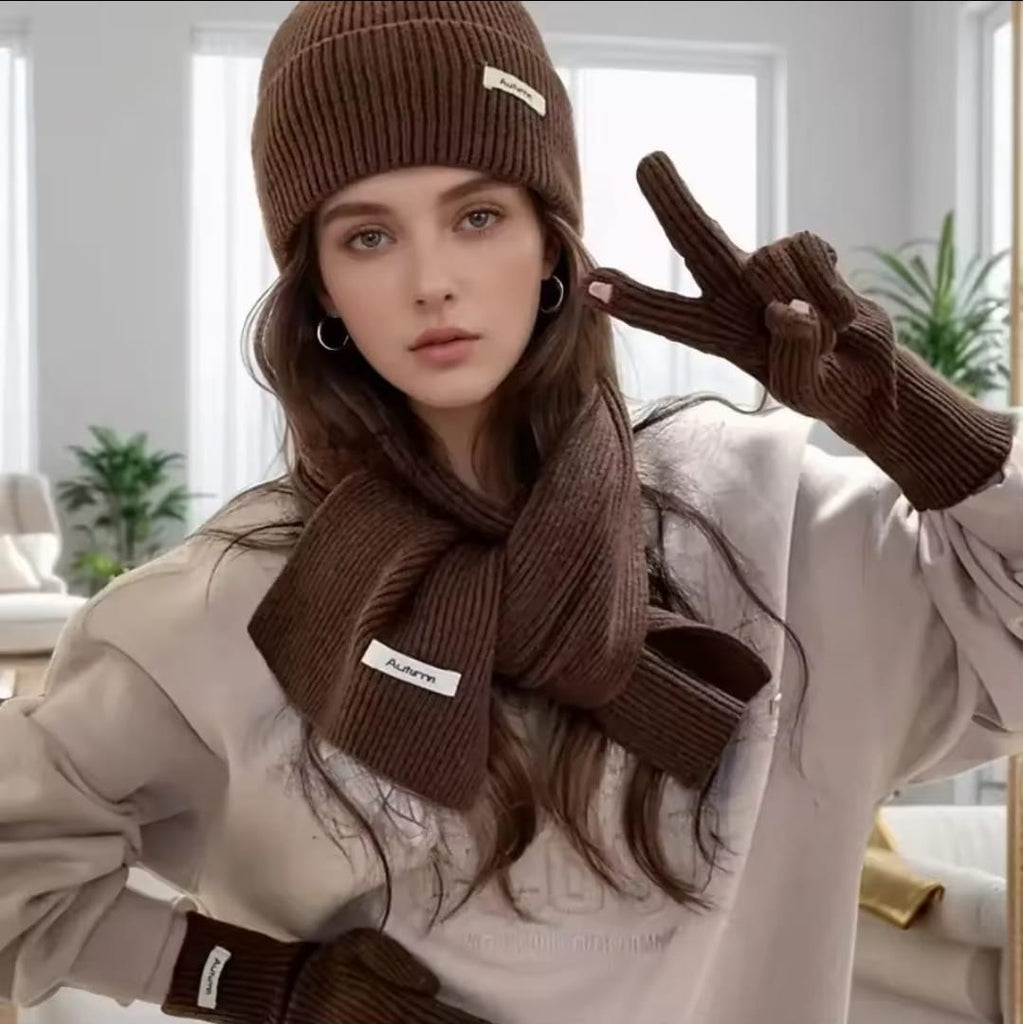 Three-piece Set Women's Scarf Hat Set