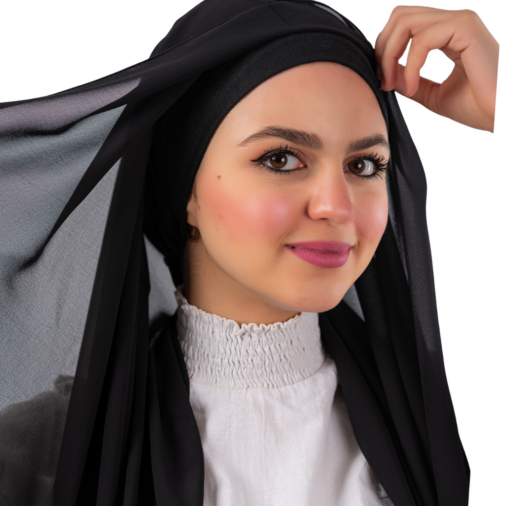 Chiffon veil with a healthy bandana