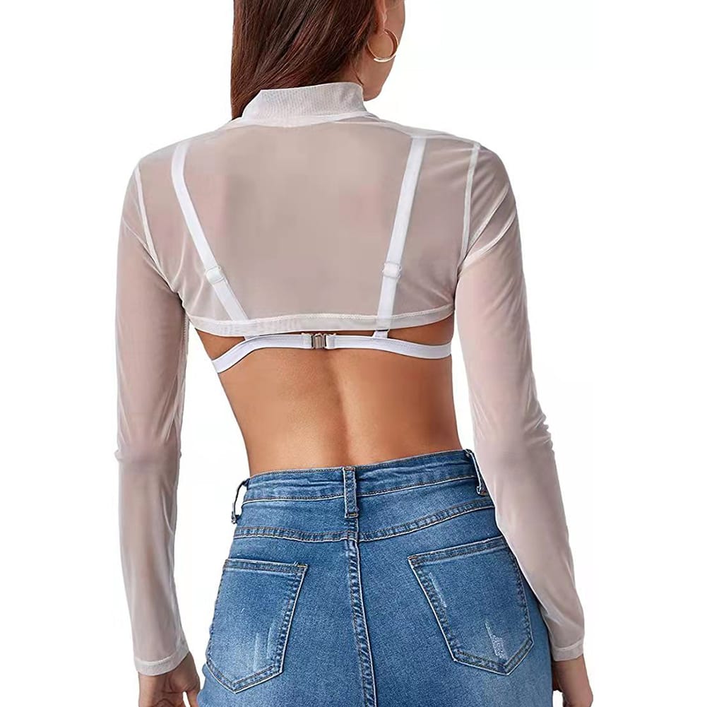 Trendy Sheer Mesh Crop Top