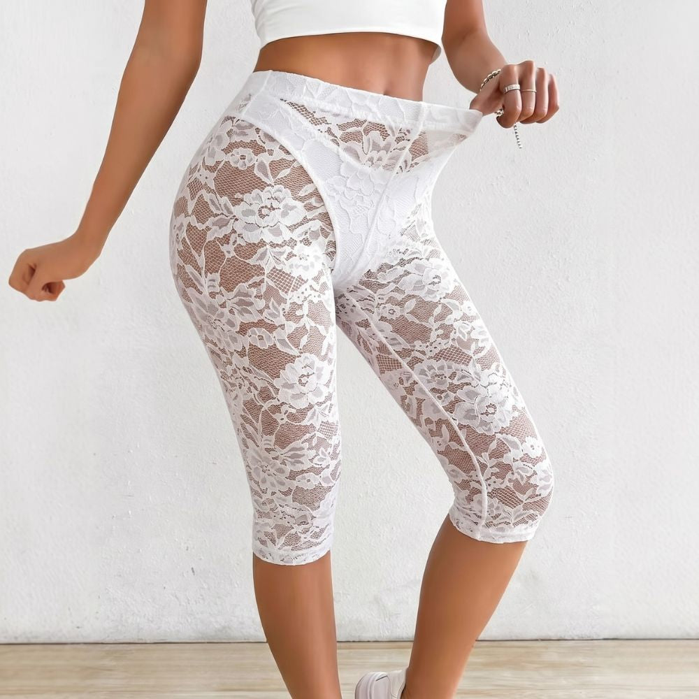 Elegant French Lace  Elastic Waist Pantacourt