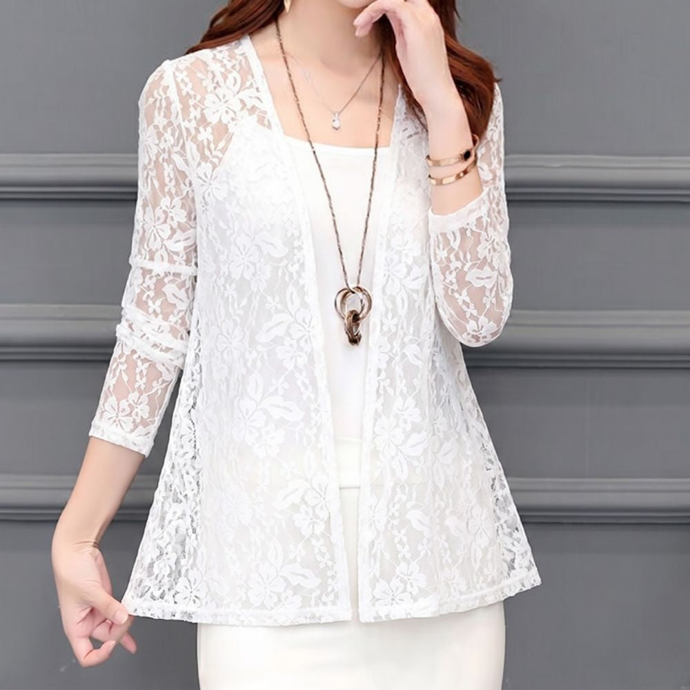 Premium Floral Lace Open Front Cardigan