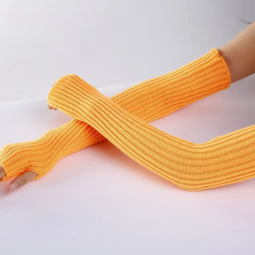 Premium Long Ribbed Knit Arm Warmers