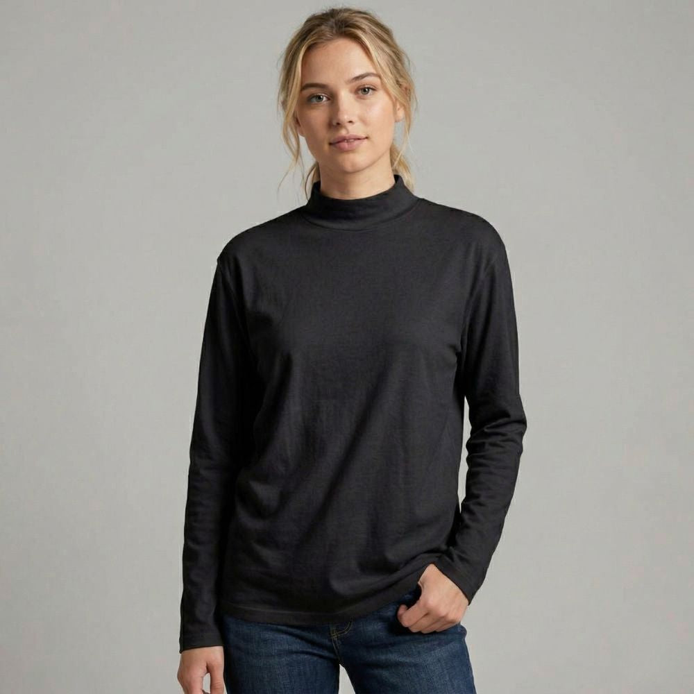 Premium Pure Cotton Mock Neck Top