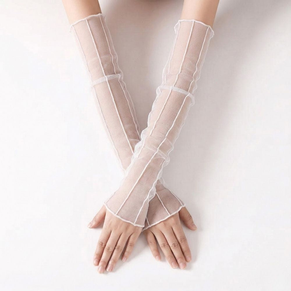 Sheer Striped Mesh Arm Covers