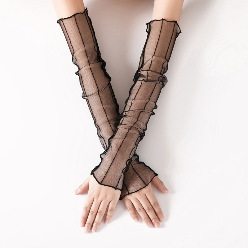 Sheer Striped Mesh Arm Covers