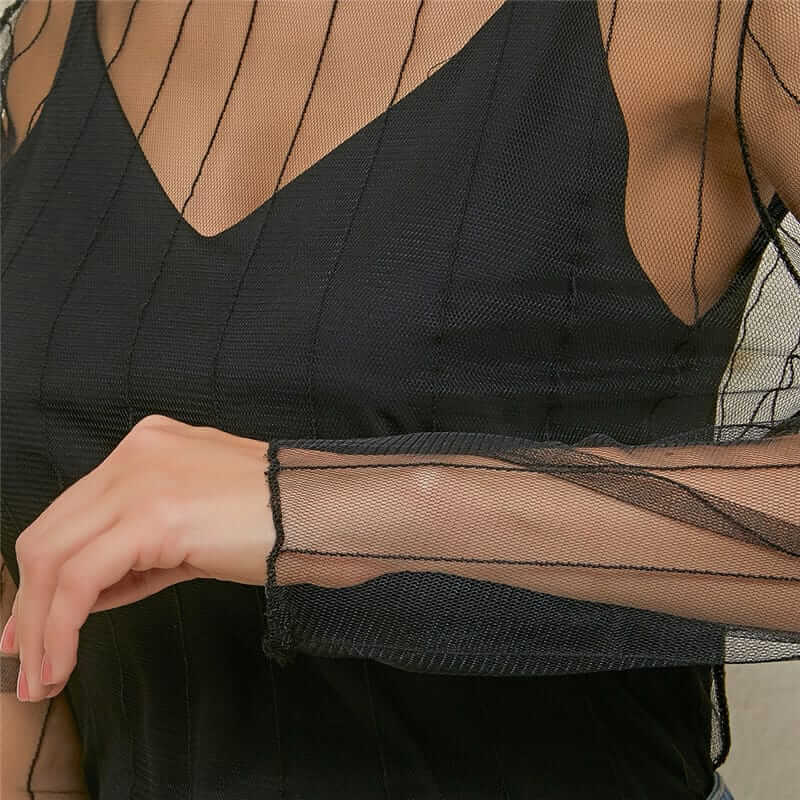 Trendy Striped Tulle Top